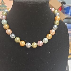 Kenneth Jay Lane Cream and Blue Necklace